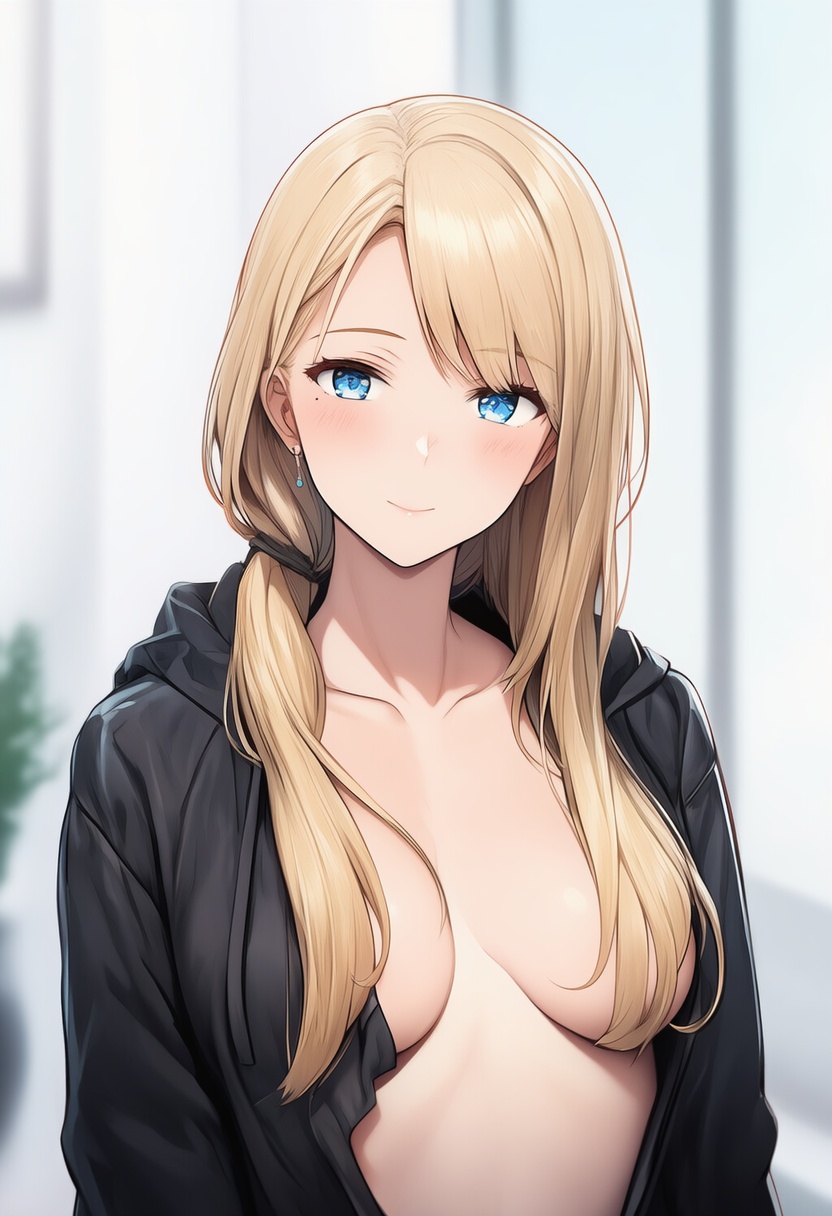 An image depicting hair over breasts